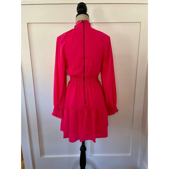 Alice & Olivia Long Sleeve Mini Dress Wild Pink Size 2 - Picture 4 of 5